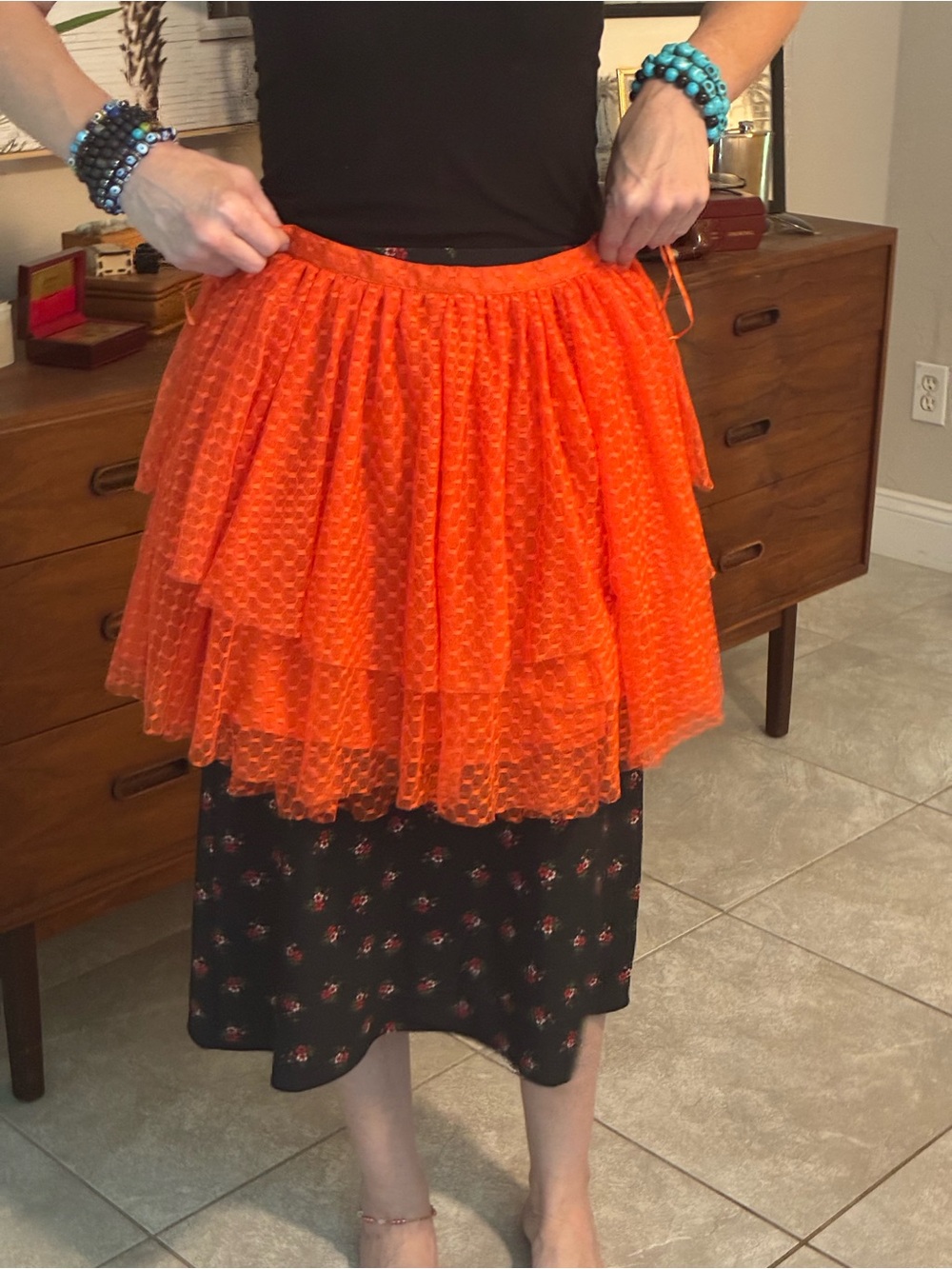 dELiA*s Bright Orange Layered Tulle Skirt